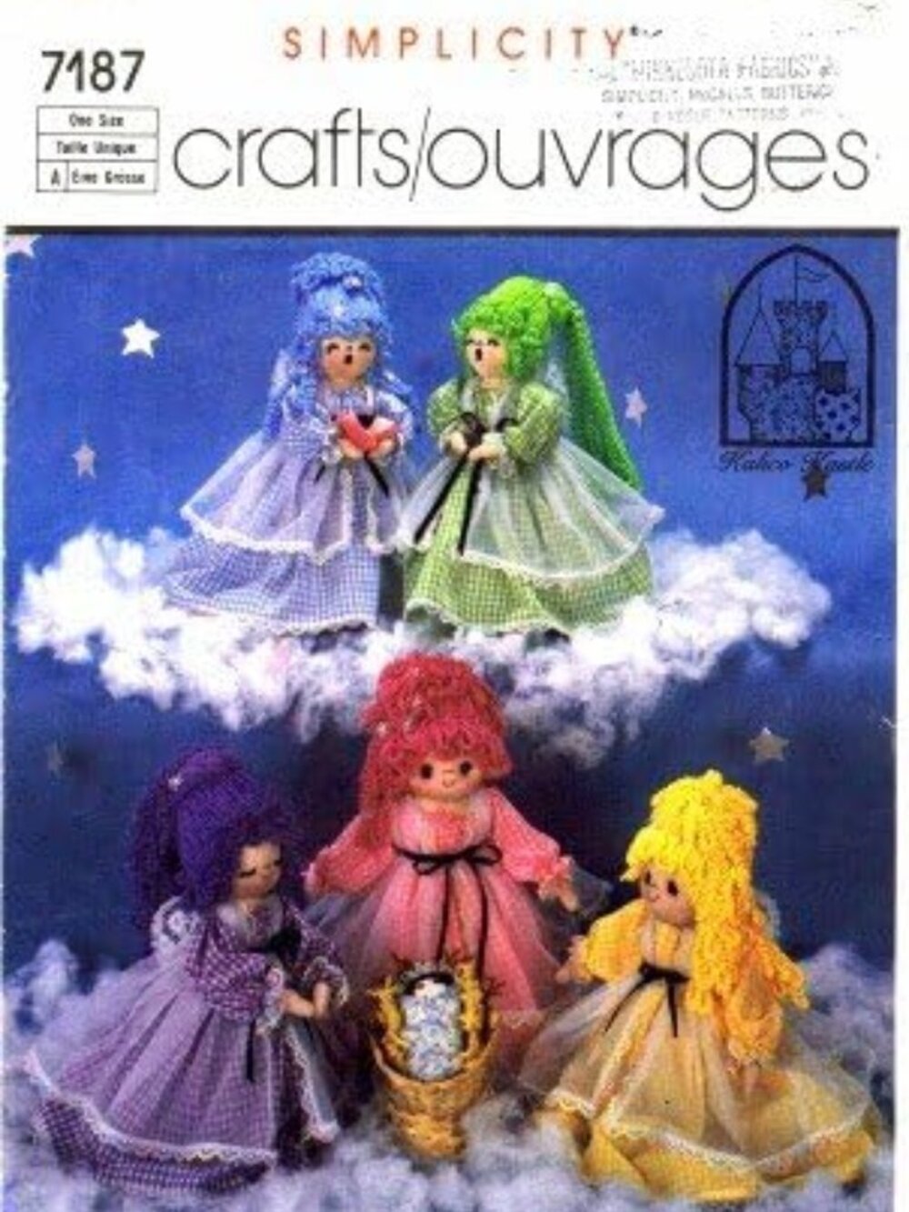 Simplicity 7187 Sewing Pattern Gingham Angels Sculptured Dolls